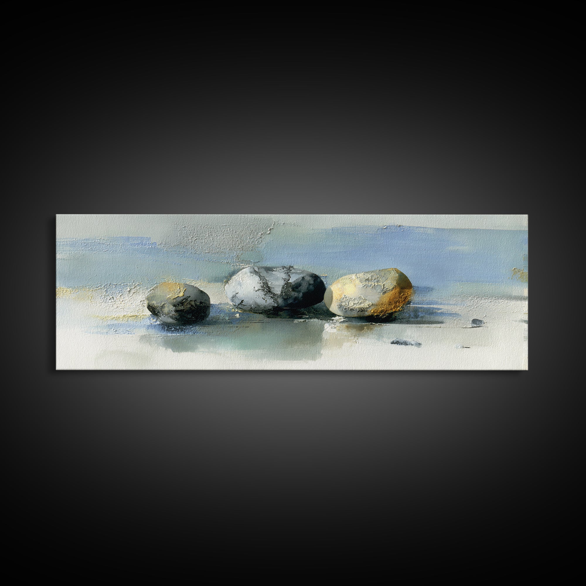 Minimal Stone Shapes Canvas Print, Master Bedroom, Above Bed Wall Art, Bedroom Decor, Abstract Art, Sanctuary, MAS-3x1-8