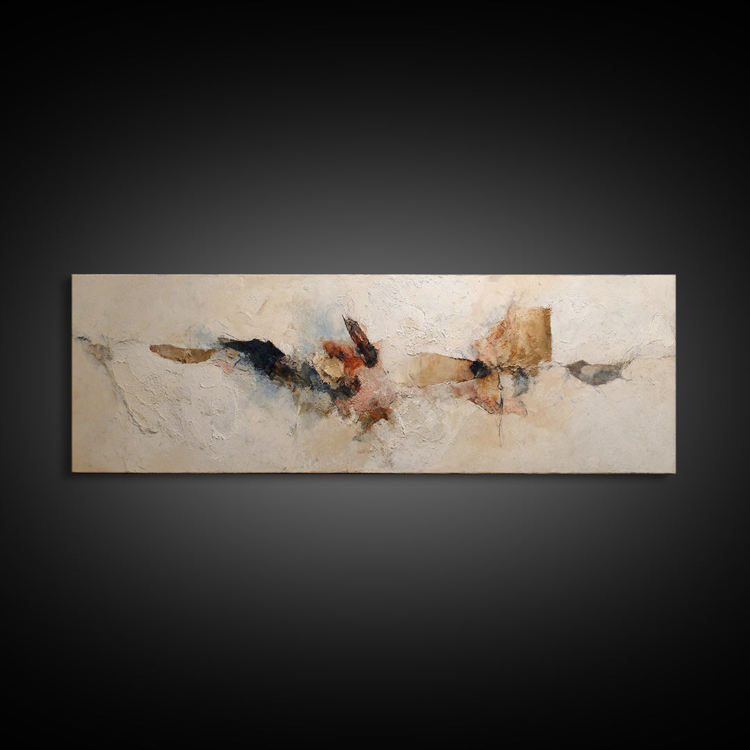Large Cream Abstract Framed Canvas Print, Master Bedroom, Vinyl Wall Decal, Bedroom Decor, Abstract Art, Sanctuary, MAS-3x1-81