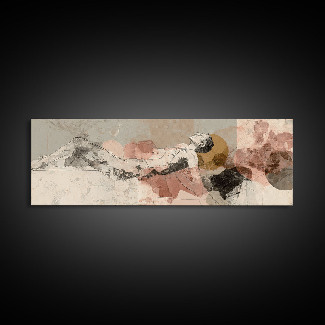 Classical Reclining Figure Implied Through Line Art Canvas Print, Master Bedroom, Above Bed Decor, Bedroom Decor, Sanctuary, MAS-3x1-86