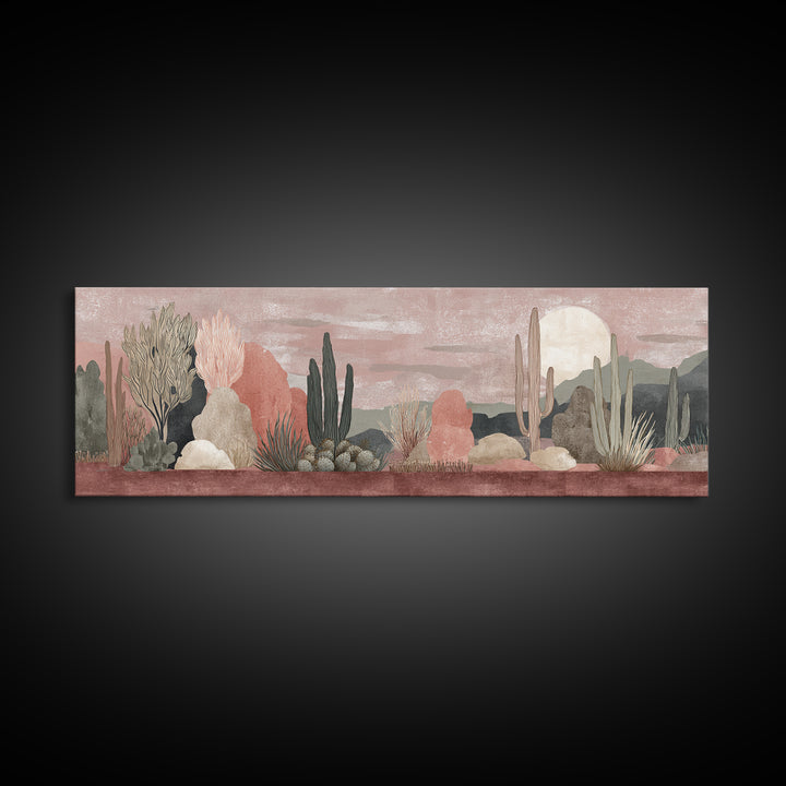 Quiet Desert Dusk Canvas Print, Master Bedroom, Above Bed Wall Decor, Bedroom Decor, Oil Painting, Sanctuary, Textured Painting, MAS-3x1-98