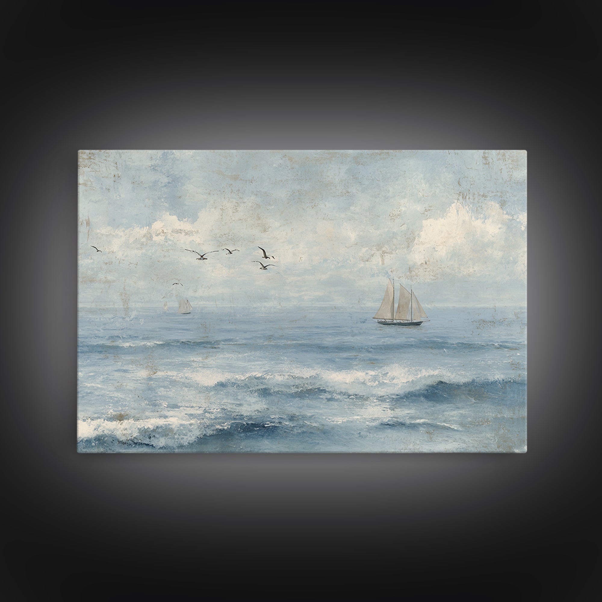 Hotel Coastal Landscape Canvas Print, Master Bedroom, Living Room Prints, Bedroom Decor, Watercolor Art, Sanctuary, MAS-3x2-1