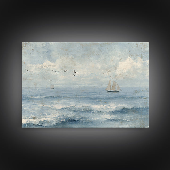 Hotel Coastal Landscape Canvas Print, Master Bedroom, Living Room Prints, Bedroom Decor, Watercolor Art, Sanctuary, MAS-3x2-1