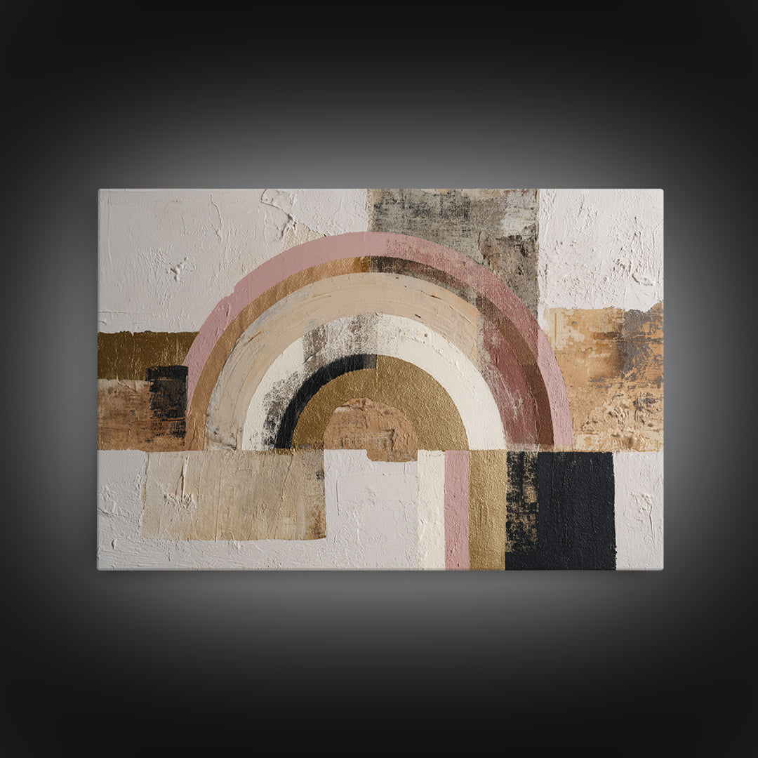 Gold Accented Abstract Arches Canvas Print, Master Bedroom, Wall Art Bedroom, Bedroom Decor, Sanctuary, Statement Artwork, MAS-3x2-12
