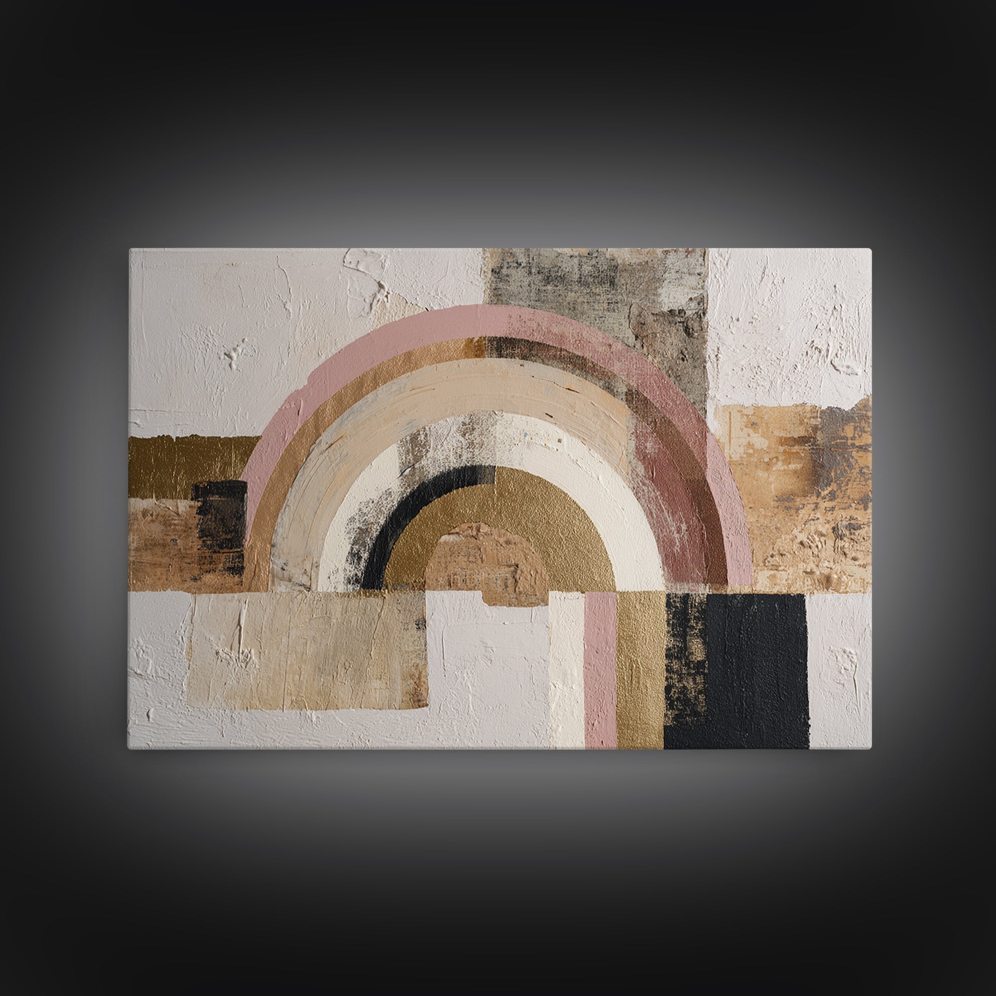 Gold Accented Abstract Arches Canvas Print, Master Bedroom, Wall Art Bedroom, Bedroom Decor, Sanctuary, Statement Artwork, MAS-3x2-12