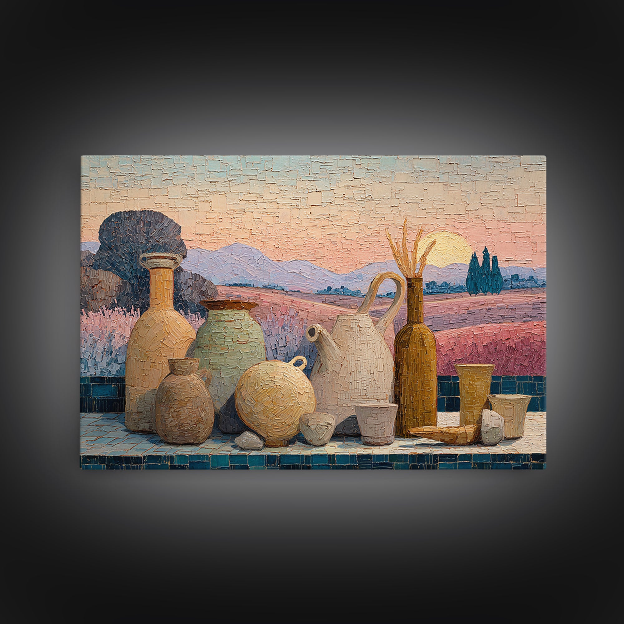 Lavender Field at Twilight Canvas Print, Master Bedroom, Farmhouse Wall Decor, Bedroom Decor, Oil Painting, Sanctuary, MAS-3x2-22