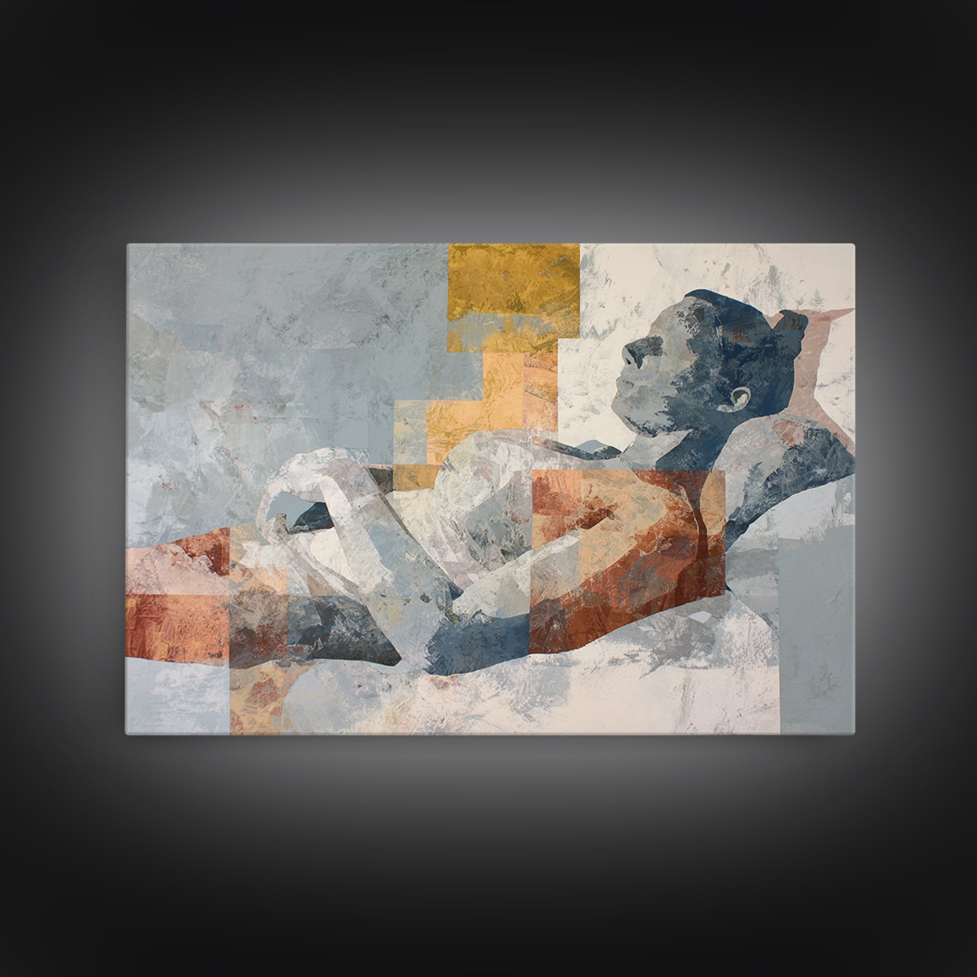 Classical Reclining Figure Implied Through Line Art Canvas Print, Master Bedroom, Above Bed Decor, Bedroom Decor, Sanctuary, MAS-3x2-26