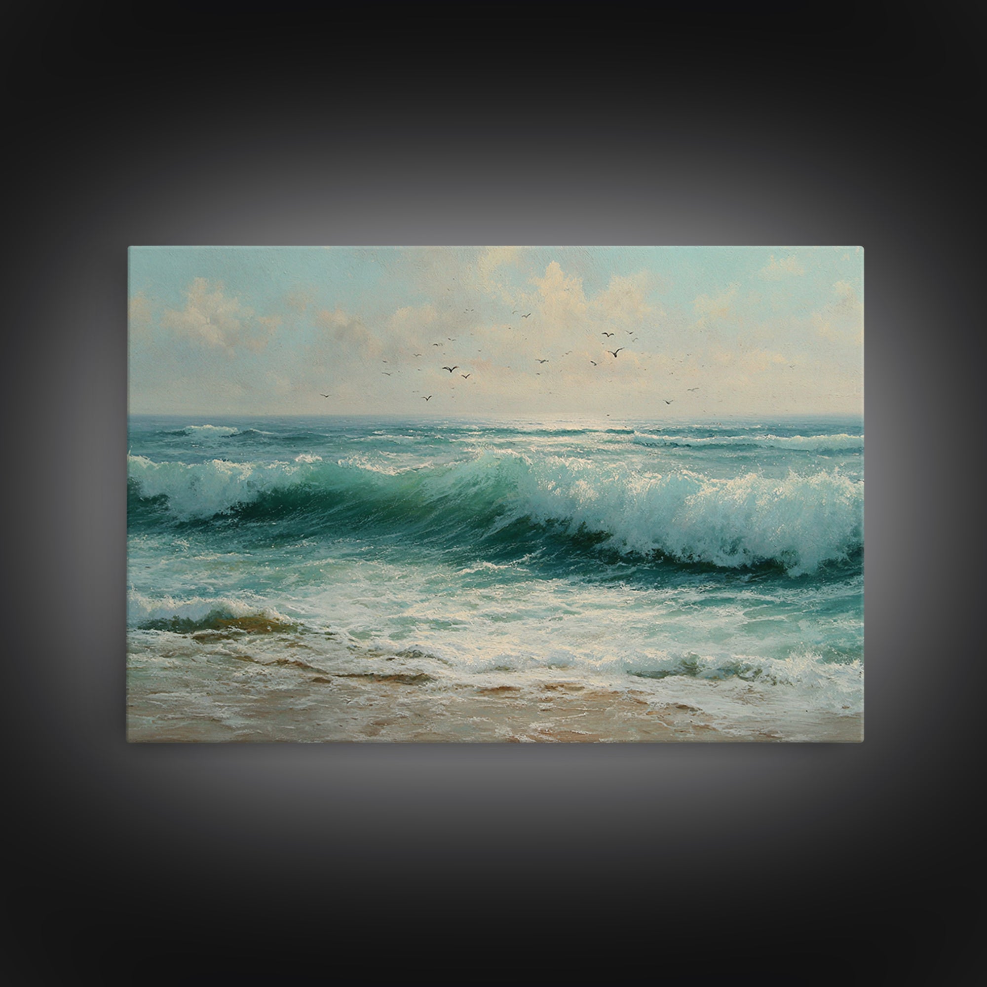 Elegant Moonlit Ocean Horizon Canvas Print, Master Bedroom, Modern Decor, Bedroom Decor, Fine Art, Sanctuary, Wall Decor, MAS-3x2-29
