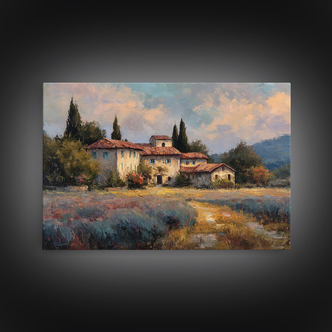 Lavender Field at Twilight Framed Canvas Print, Master Bedroom, Living Room Prints, Bedroom Decor, Fine Art, Sanctuary, MAS-3x2-46