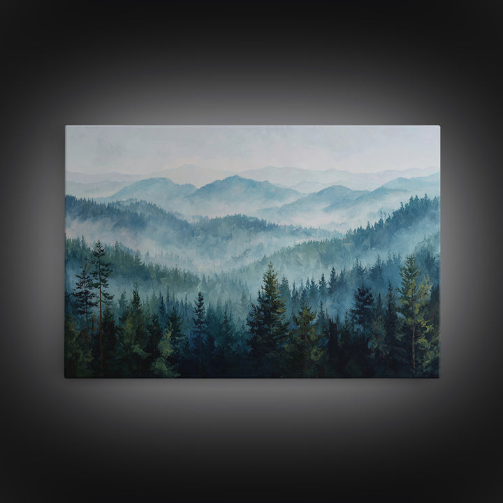 Calm Misty Forest Panorama Canvas Print, Master Bedroom, Room Decor, Bedroom Decor, Sanctuary, Wall Decal, Printable Art, MAS-3x2-56