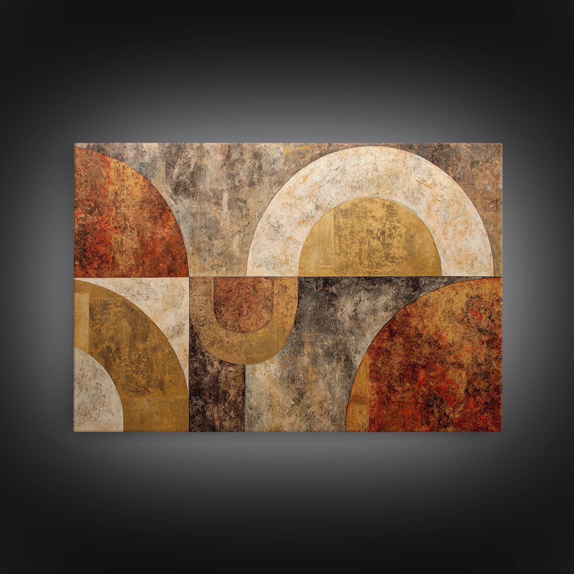 Gold Accented Abstract Arches Framed Canvas Print, Master Bedroom, Textured Painting, Bedroom Decor, Abstract Art, Sanctuary, MAS-3x2-60