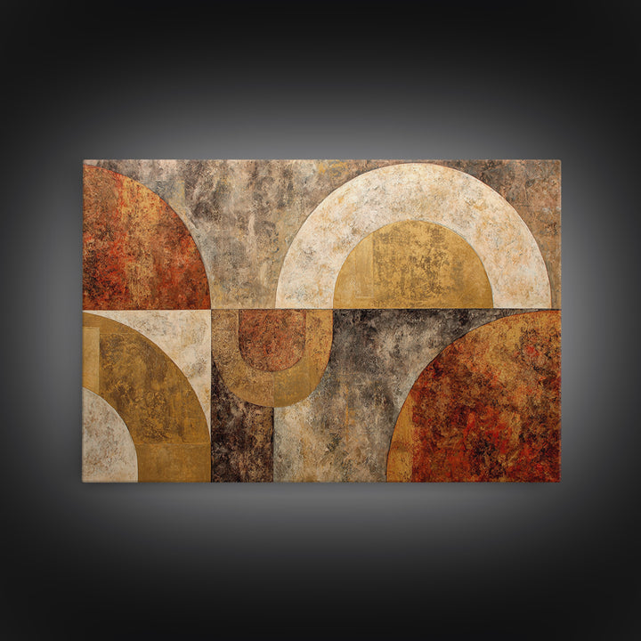 Gold Accented Abstract Arches Framed Canvas Print, Master Bedroom, Textured Painting, Bedroom Decor, Abstract Art, Sanctuary, MAS-3x2-60