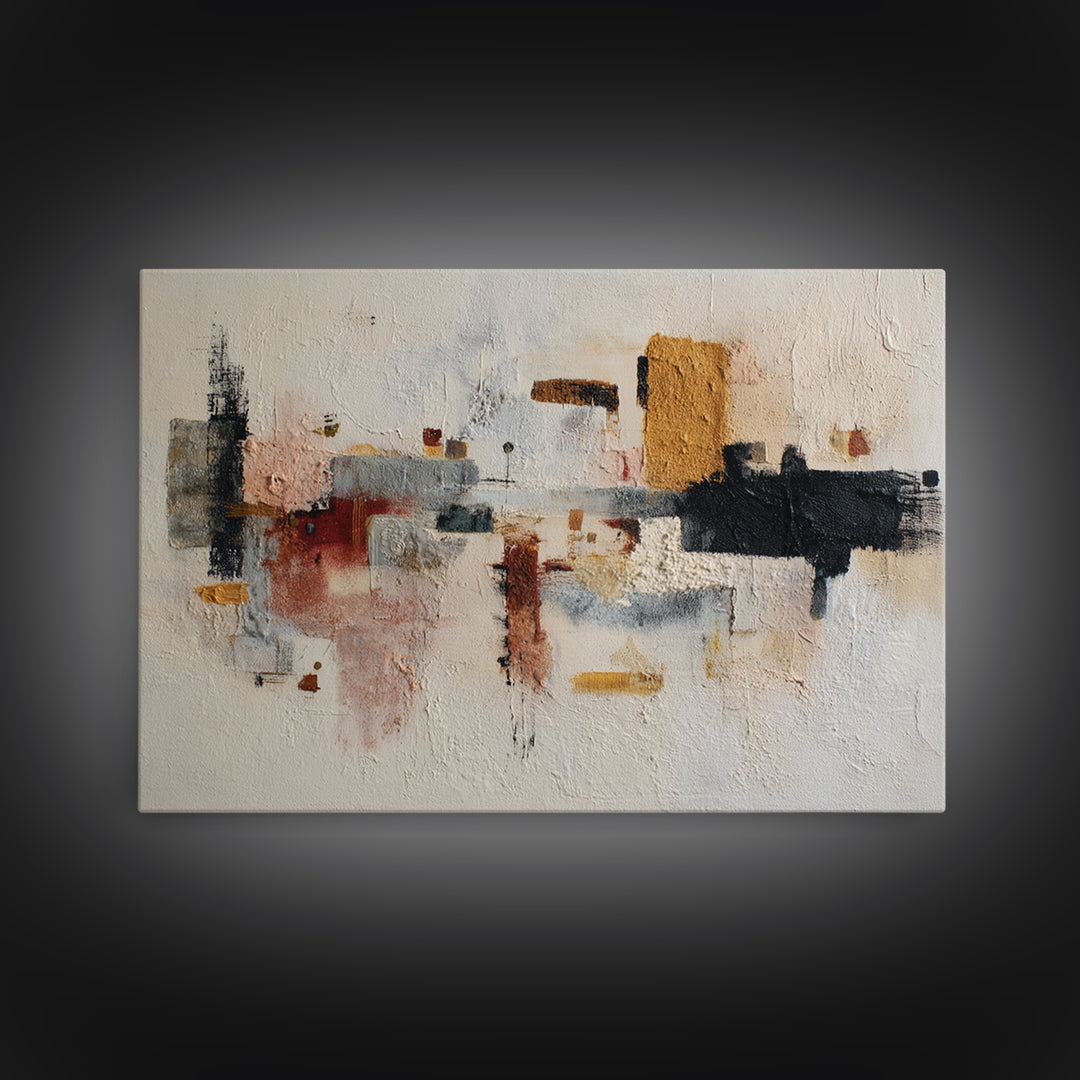 Large Cream Abstract Framed Canvas Print, Master Bedroom, Gallery Decor, Bedroom Decor, Fine Art, Sanctuary, Wall Art, MAS-3x2-69