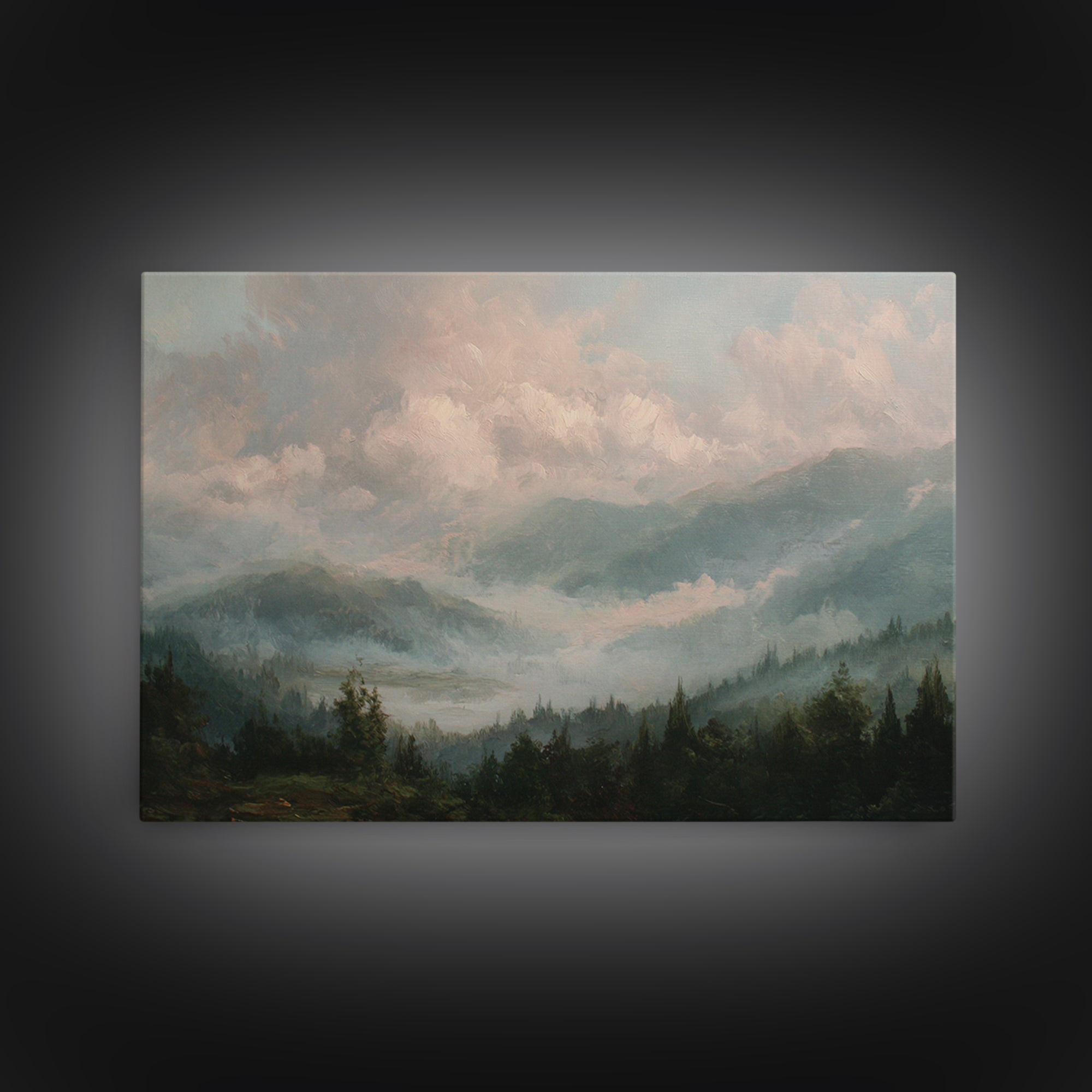 Blush and Taupe Cloudscape Framed Canvas Print, Master Bedroom, Over Bed Wall Art, Bedroom Decor, Oil Painting, Sanctuary, MAS-3x2-82