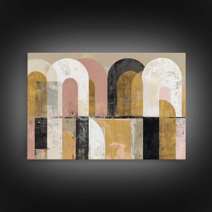 Gold Accented Abstract Arches Canvas Print, Master Bedroom, Wall Decor, Bedroom Decor, Sanctuary, Farmhouse Wall Decor, MAS-3x2-84