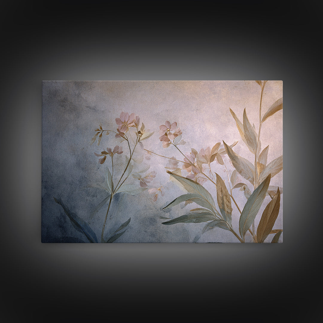 Dreamy Celestial Moon and Botanical Composition Framed Canvas Print, Master Bedroom, Wall Decor, Bedroom Decor, Sanctuary, MAS-3x2-87