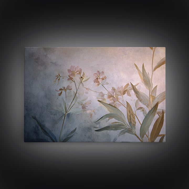 Dreamy Celestial Moon and Botanical Composition Framed Canvas Print, Master Bedroom, Wall Decor, Bedroom Decor, Sanctuary, MAS-3x2-87
