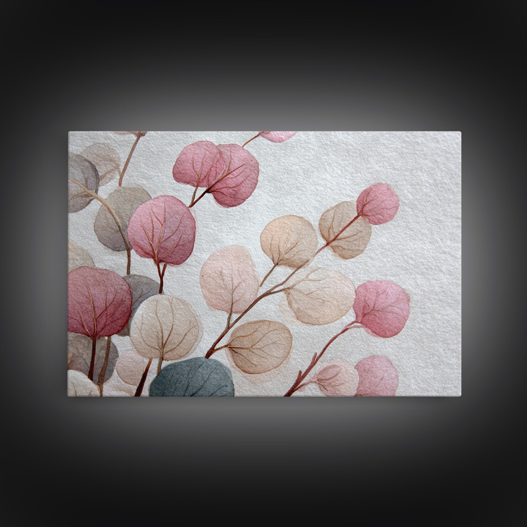 Gentle Eucalyptus Watercolor Branches Canvas Print, Master Bedroom, Art Print, Bedroom Decor, Oil Painting, Sanctuary, MAS-3x2-88