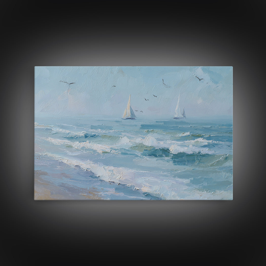 Hotel Coastal Landscape Framed Canvas Print, Master Bedroom, Luxury Decor, Bedroom Decor, Fine Art, Sanctuary, Wedding Decor, MAS-3x2-97