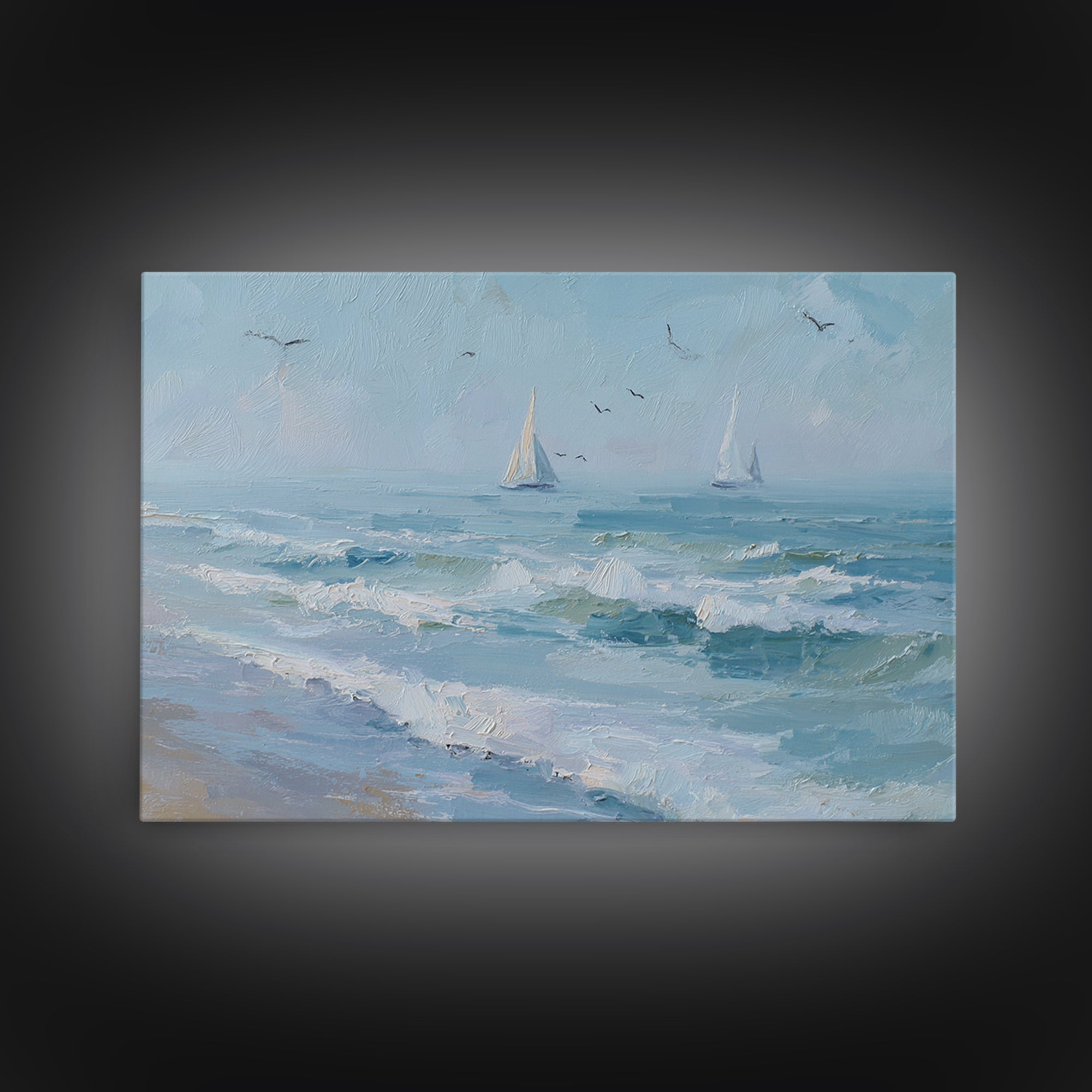 Hotel Coastal Landscape Framed Canvas Print, Master Bedroom, Luxury Decor, Bedroom Decor, Fine Art, Sanctuary, Wedding Decor, MAS-3x2-97