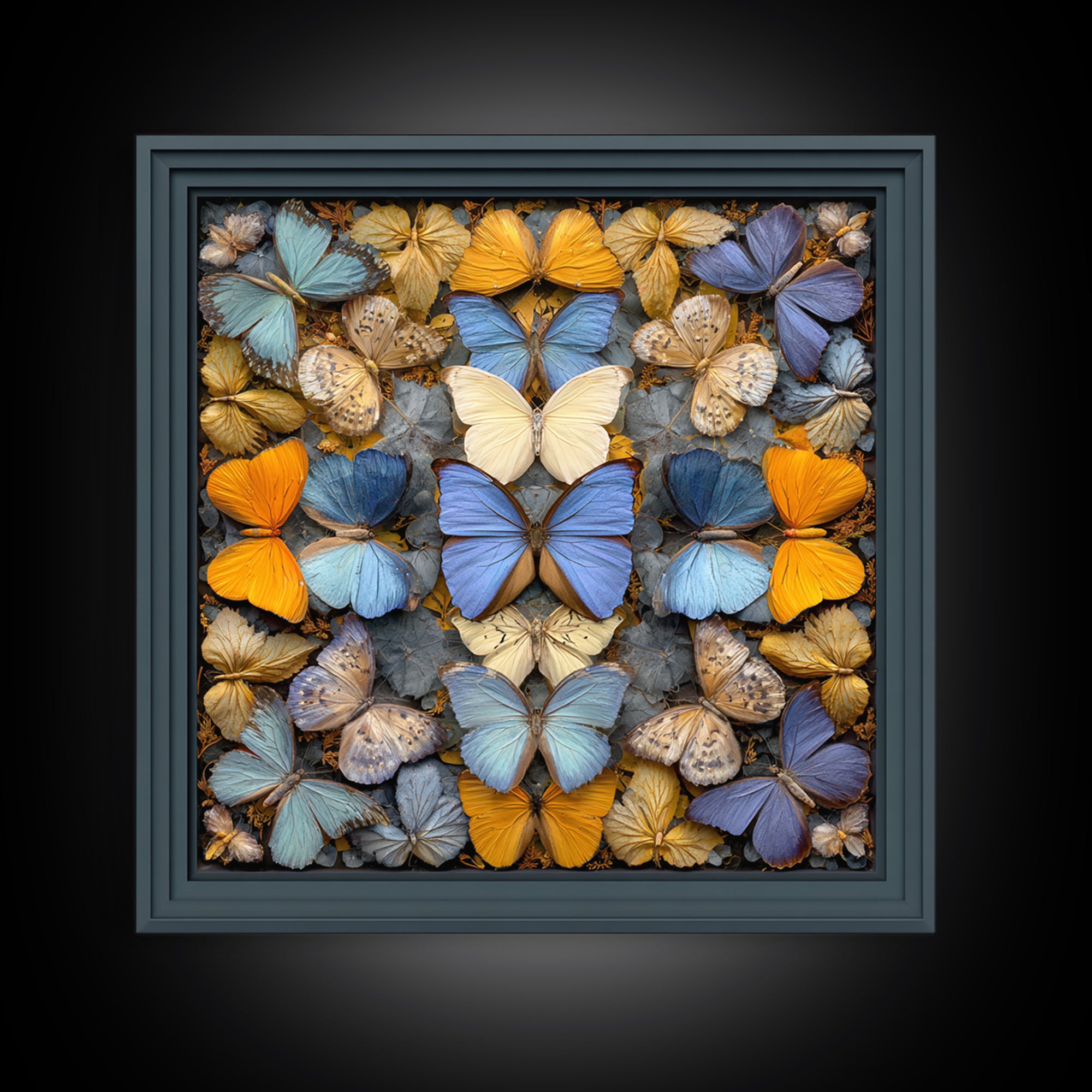 Framed Butterfly Collection Canvas Print, Maximalist Art, Art Nouveau, Living Room Decor, Maximal, Living Room Wall Art, MAX-1x1-23