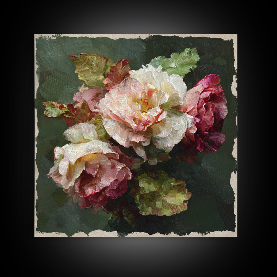Baroque Roses Mixed Canvas Print, Maximalist Art, Leopard Print, Living Room Decor, Abstract Art, Maximal, Minimalist Decor, MAX-1x1-54