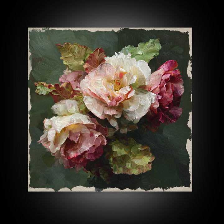 Baroque Roses Mixed Canvas Print, Maximalist Art, Leopard Print, Living Room Decor, Abstract Art, Maximal, Minimalist Decor, MAX-1x1-54