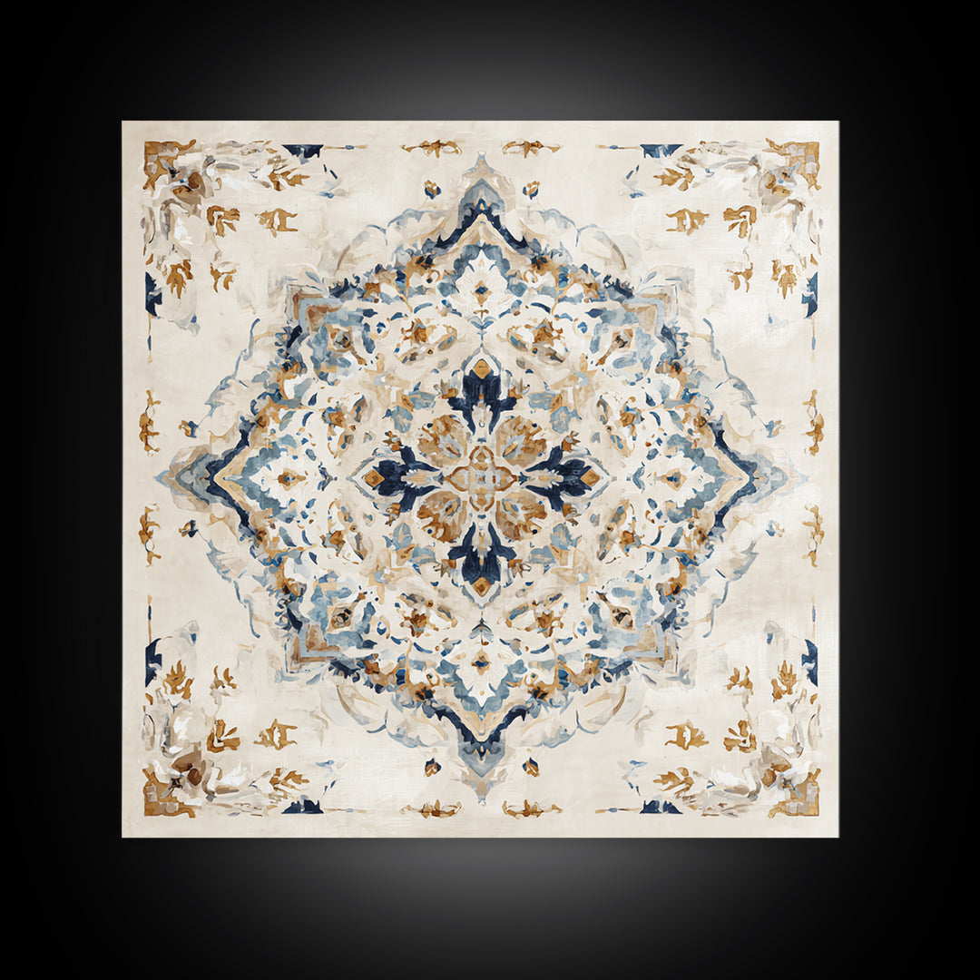 Bohemian Textile Pattern Framed Canvas Print, Maximalist Art, Modern Wall Art, Living Room Decor, Maximal, Statement Artwork, MAX-1x1-68