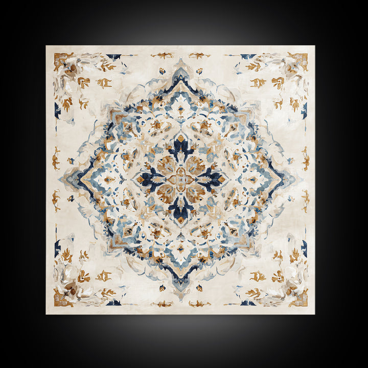 Bohemian Textile Pattern Framed Canvas Print, Maximalist Art, Modern Wall Art, Living Room Decor, Maximal, Statement Artwork, MAX-1x1-68