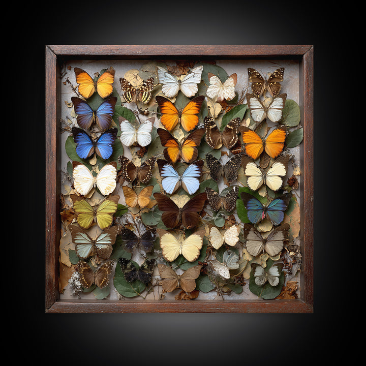 Framed Butterfly Collection Framed Canvas Print, Maximalist Art, Moody Wall Art, Living Room Decor, Fine Art, Maximal, MAX-1x1-71