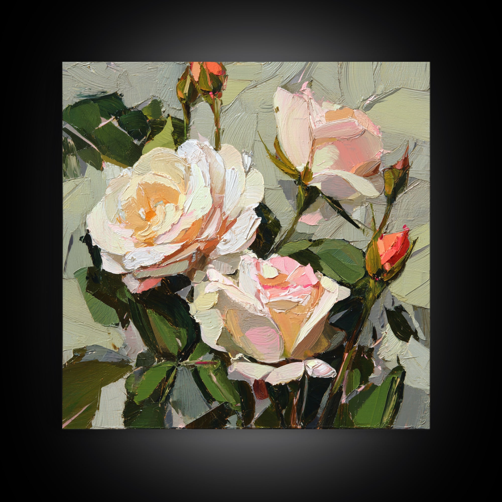 Baroque Roses Mixed Framed Canvas Print, Maximalist Art, Statement Artwork, Living Room Decor, Abstract Art, Maximal, MAX-1x1-78