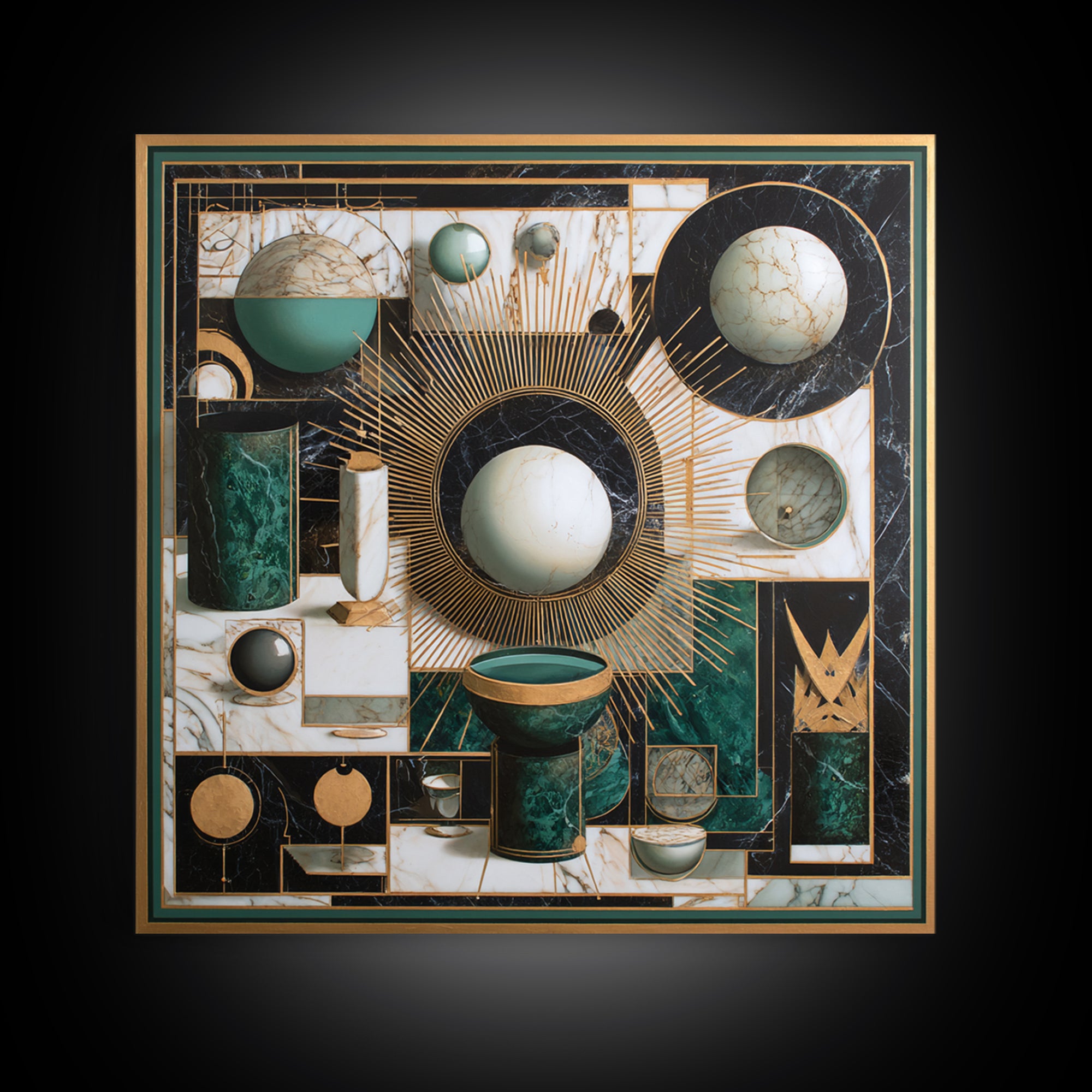 Surreal Room of Floating Objects as Decorative Canvas Print, Maximalist Art, Statement Artwork, Living Room Decor, Maximal, MAX-1x1-9
