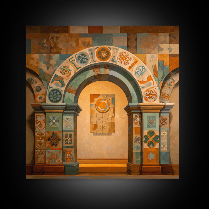 Ornamental Arch Filled Canvas Print, Maximalist Art, Room Decor, Living Room Decor, Fine Art, Maximal, Original Painting, MAX-1x1-91