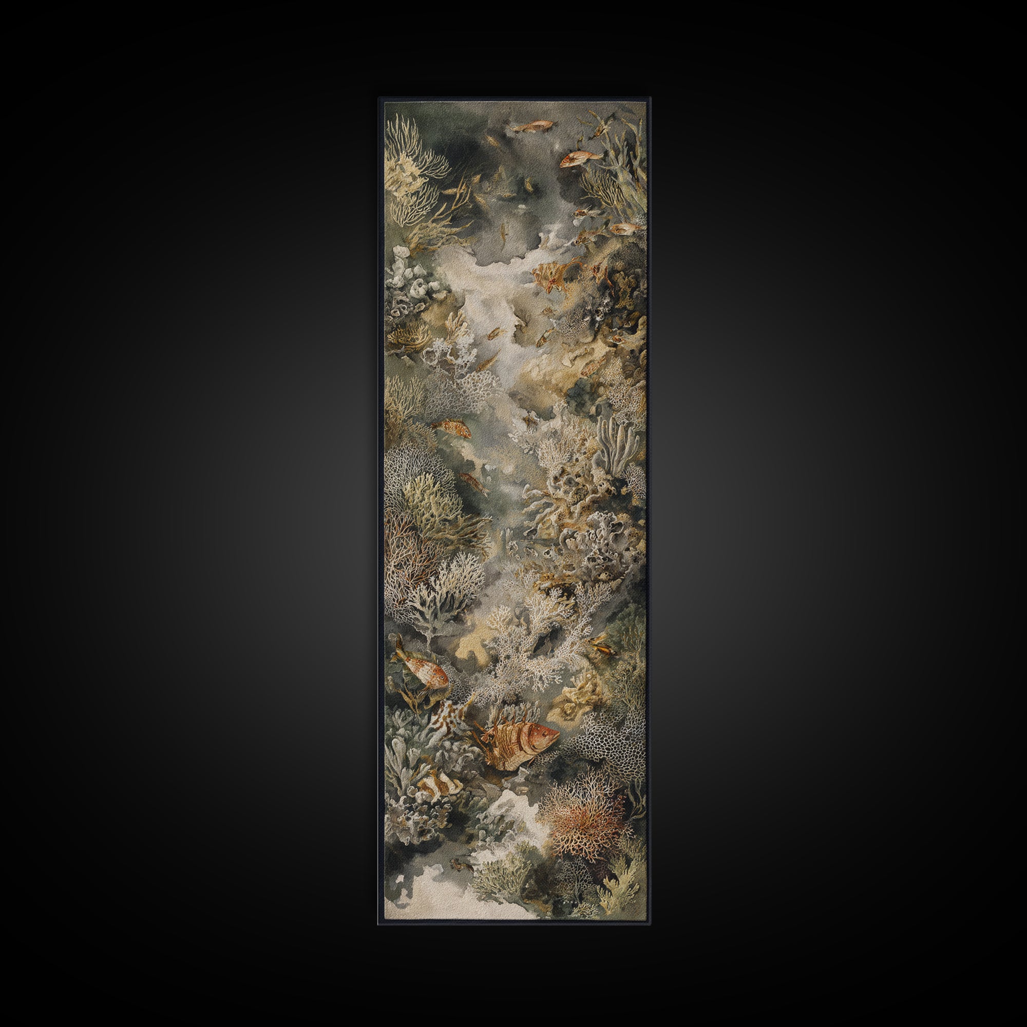 Wild Coral Reef Framed Canvas Print, Maximalist Art, Textured Painting, Living Room Decor, Fine Art, Maximal, Digital Wall Art, MAX-1x3-29