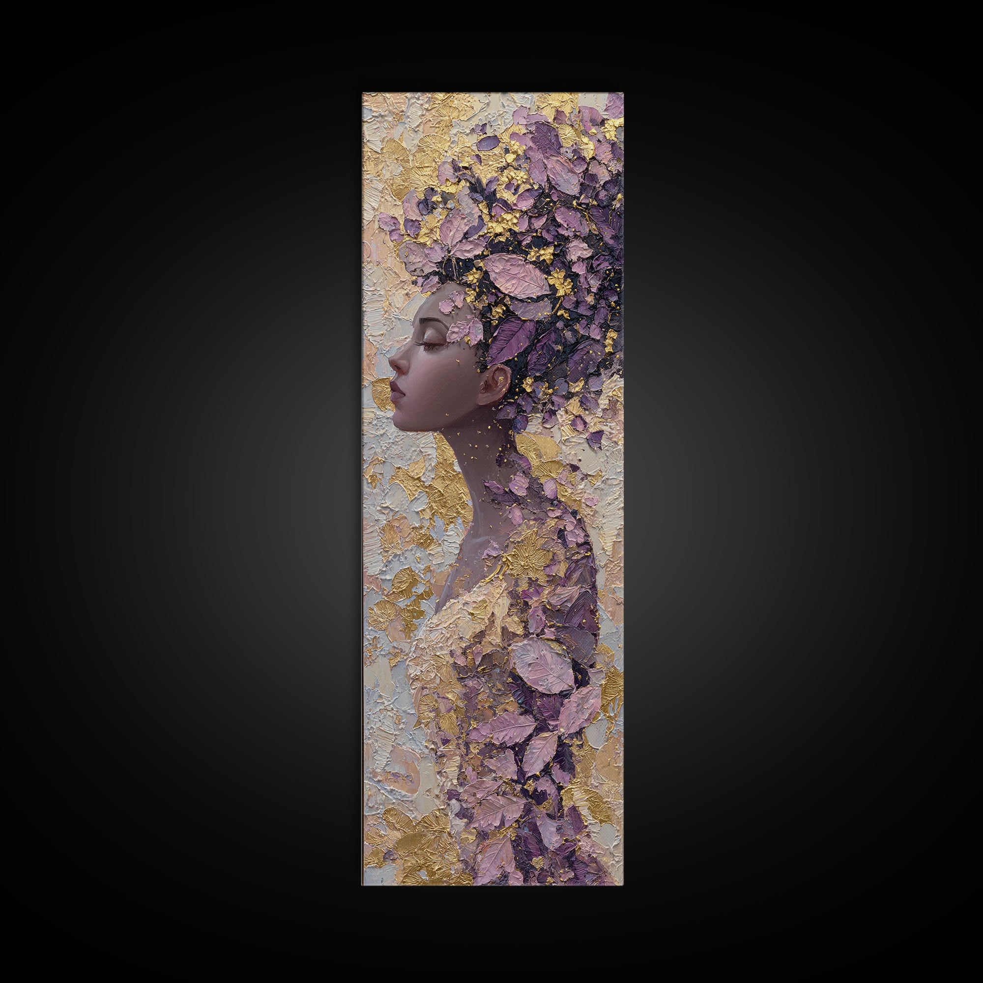 Patterned Moon Goddess Framed Canvas Print, Maximalist Art, Digital Art, Living Room Decor, Fine Art, Maximal, Pink Wall Art, MAX-1x3-36