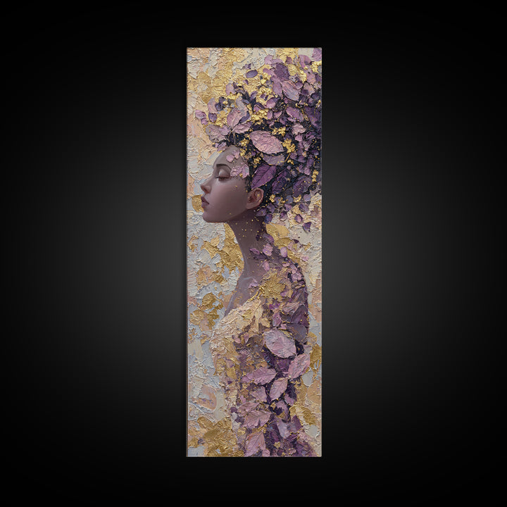 Patterned Moon Goddess Framed Canvas Print, Maximalist Art, Digital Art, Living Room Decor, Fine Art, Maximal, Pink Wall Art, MAX-1x3-36