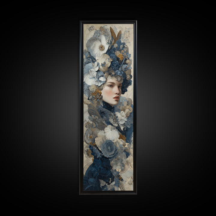 Ornate Portrait with Layered Textiles and Jewels Canvas Print, Maximalist Art, Digital Print, Living Room Decor, Maximal, MAX-1x3-40