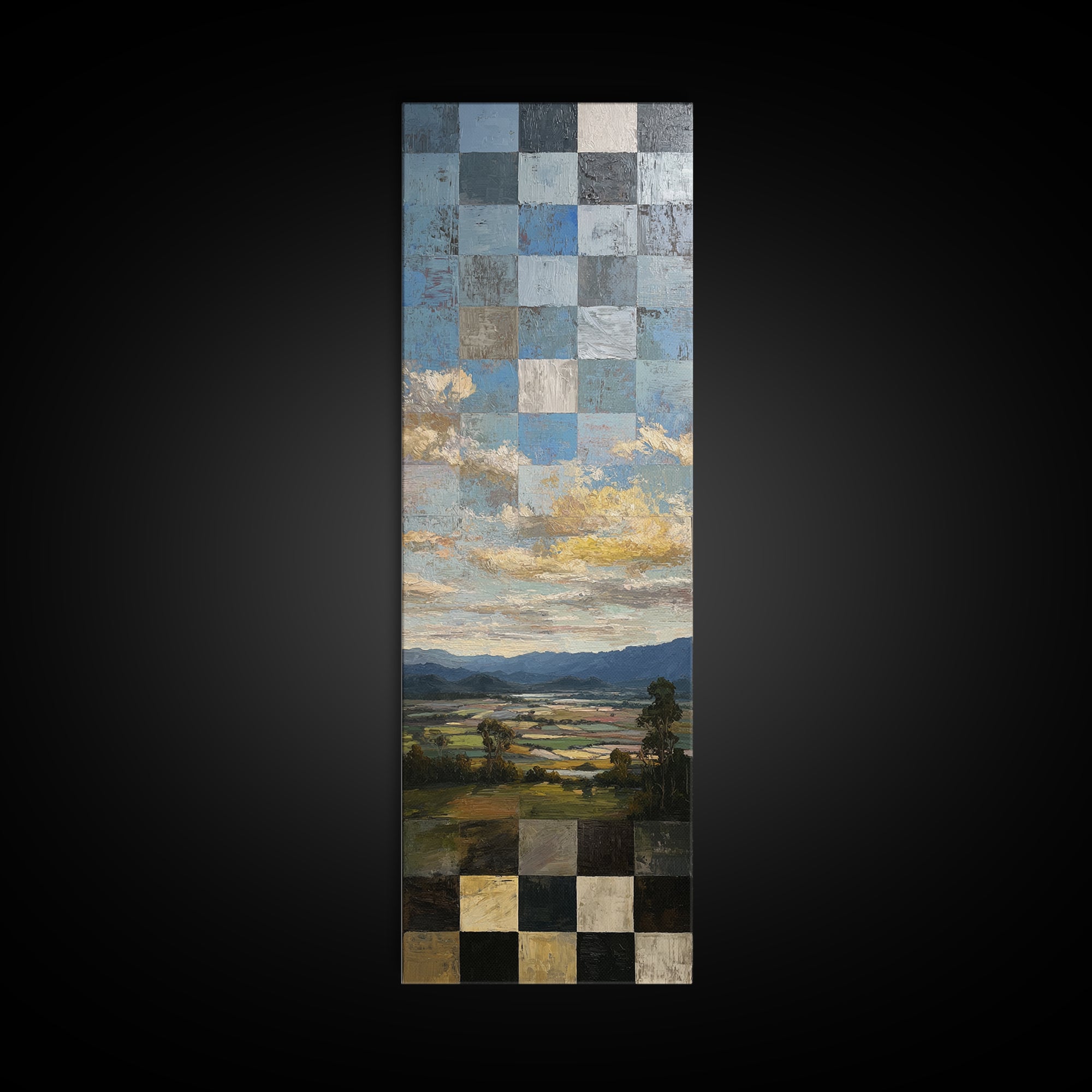 Eclectic Checkerboard Landscape Canvas Print, Maximalist Art, Art Print, Living Room Decor, Fine Art, Maximal, Boho Wall Art, MAX-1x3-65