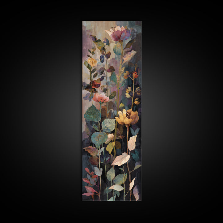 Crowded Botanical Tapestry Framed Canvas Print, Maximalist Art, Boho Decor, Living Room Decor, Fine Art, Maximal, Art Print, MAX-1x3-91