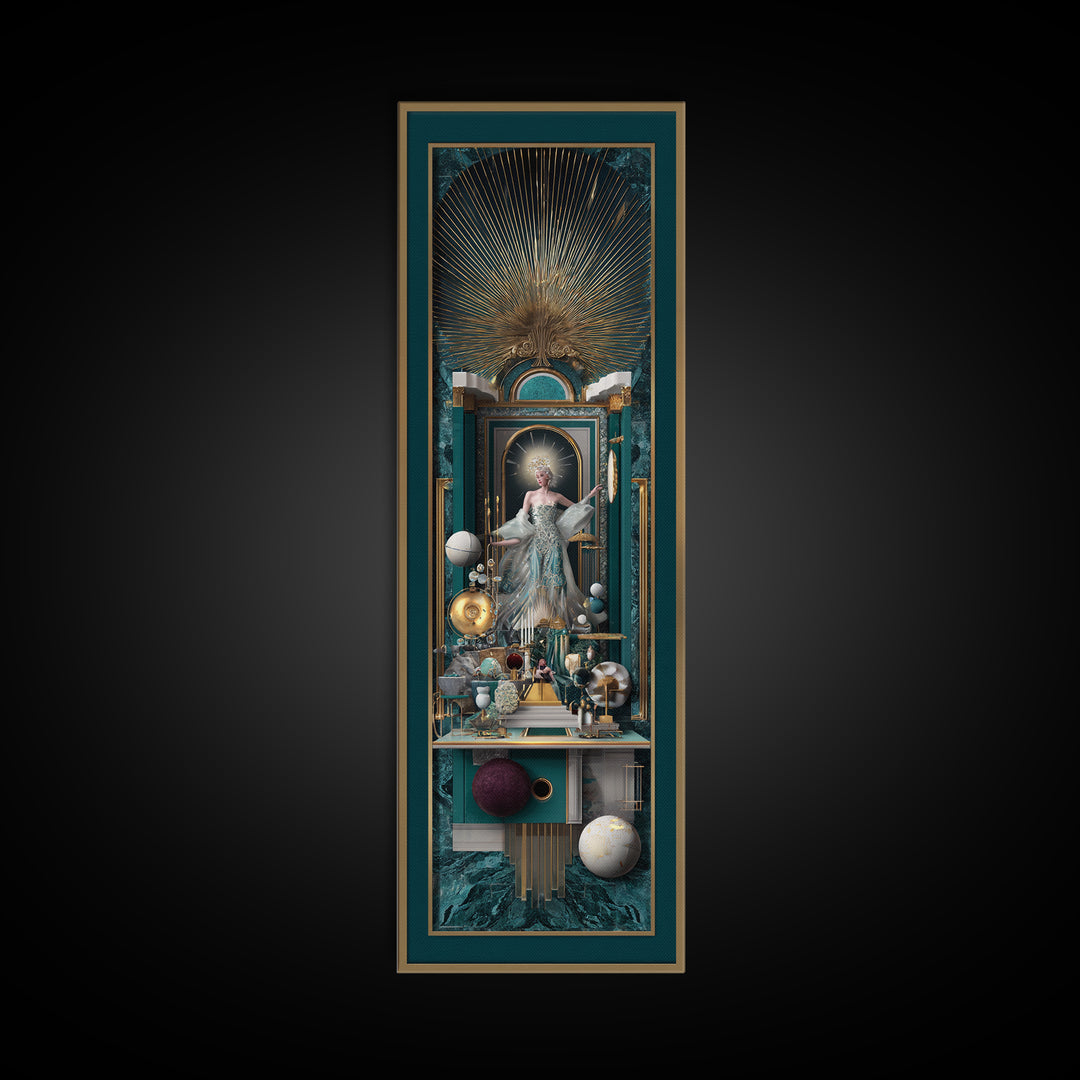 Surreal Room of Floating Objects as Decorative Canvas Print, Maximalist Art, Digital Art, Living Room Decor, Fine Art, Maximal, MAX-1x3-93