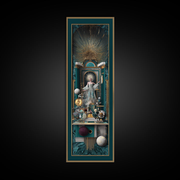 Surreal Room of Floating Objects as Decorative Canvas Print, Maximalist Art, Digital Art, Living Room Decor, Fine Art, Maximal, MAX-1x3-93