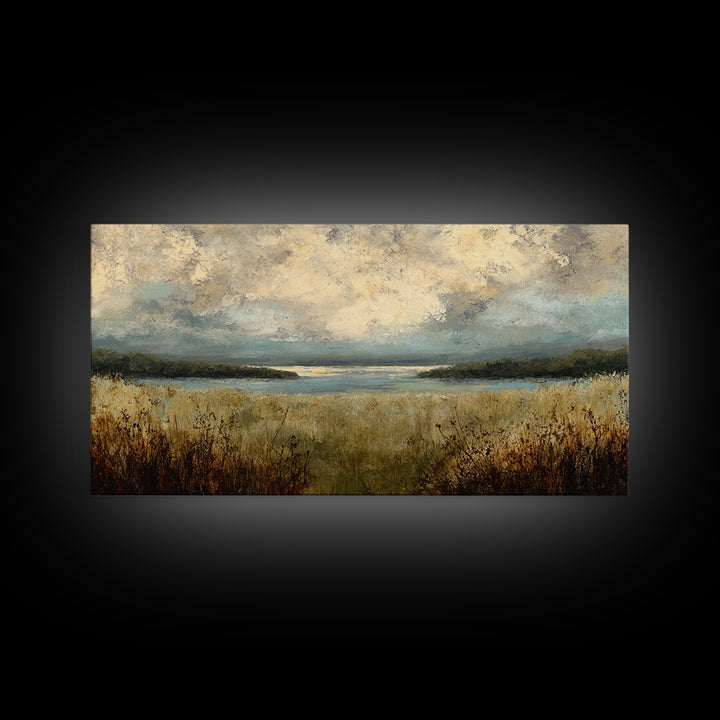 Eclectic Checkerboard Landscape Framed Canvas Print, Maximalist Art, Living Room Decor, Oil Painting, Maximal, MAX-2x1-1