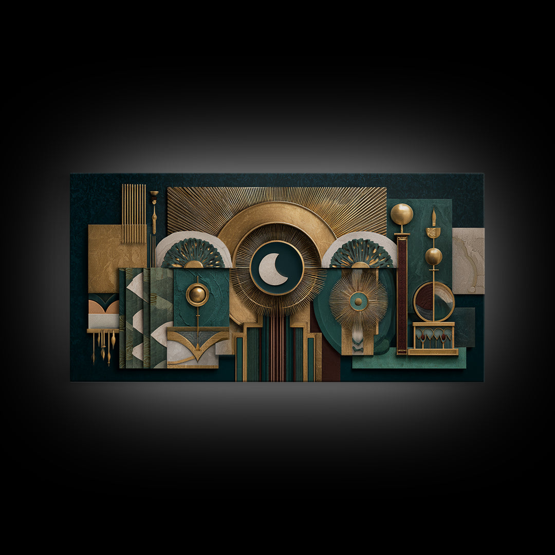 Surreal Room of Floating Objects as Decorative Canvas Print, Maximalist Art, Digital Wall Art, Living Room Decor, Maximal, MAX-2x1-5