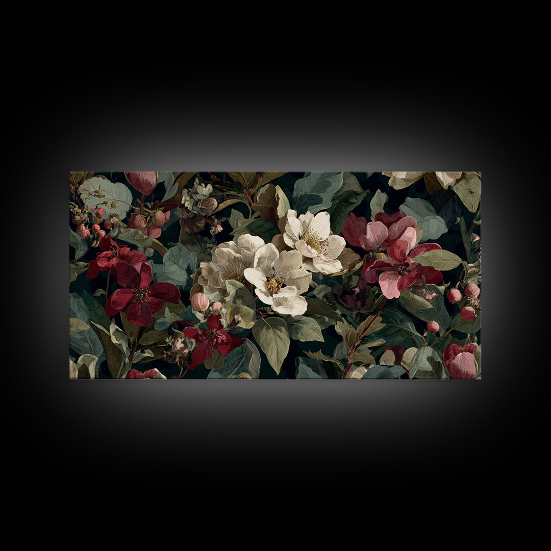 Crowded Botanical Tapestry Framed Canvas Print, Maximalist Art, Abstract Wall Art, Living Room Decor, Fine Art, Maximal, MAX-2x1-51