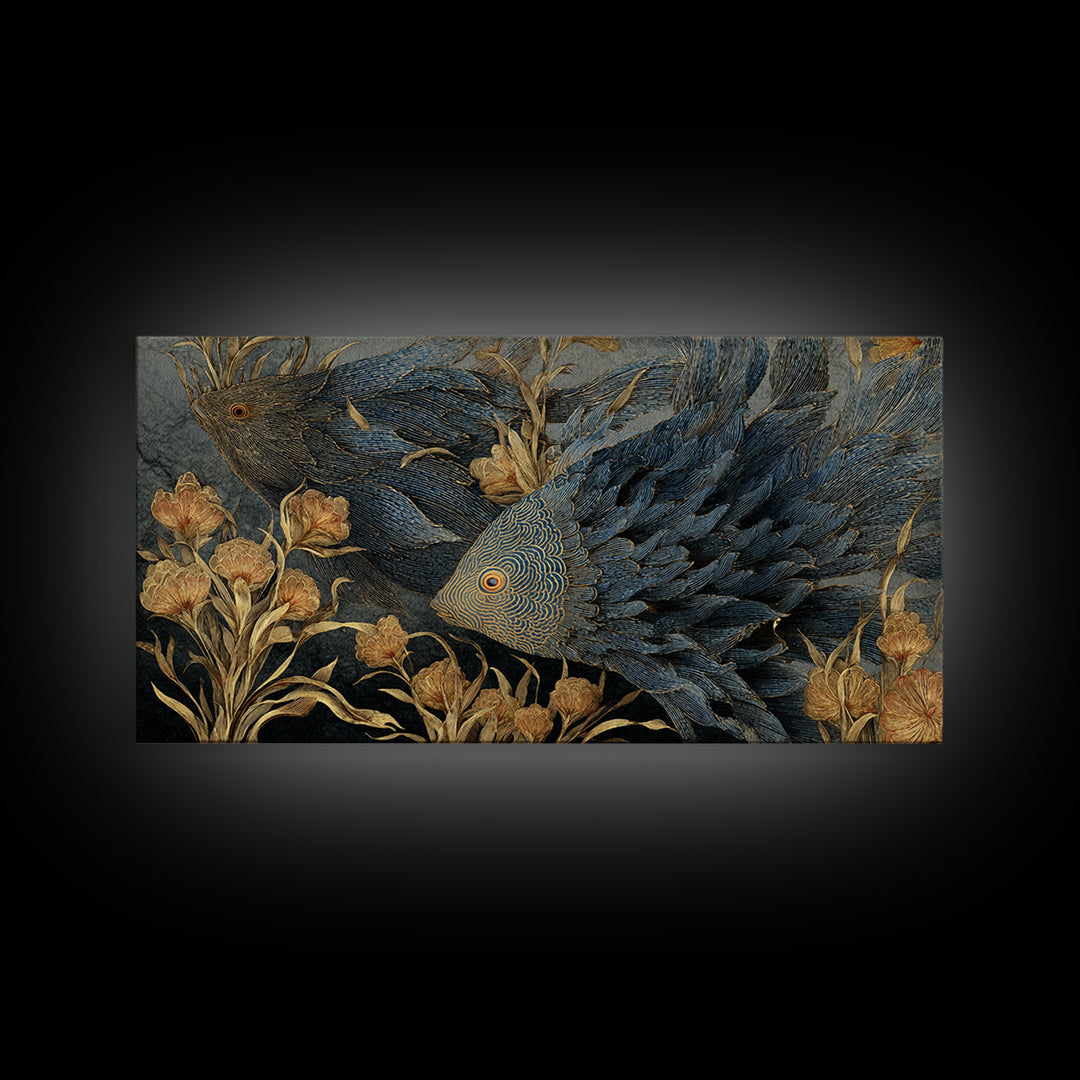 Wild Coral Reef Canvas Print, Maximalist Art, Art Nouveau, Living Room Decor, Fine Art, Maximal, Living Room Wall Art, MAX-2x1-61