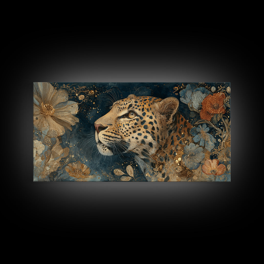 Rainbow Leopard Portrait Framed Canvas Print, Maximalist Art, Luxury Decor, Living Room Decor, Fine Art, Maximal, MAX-2x1-8