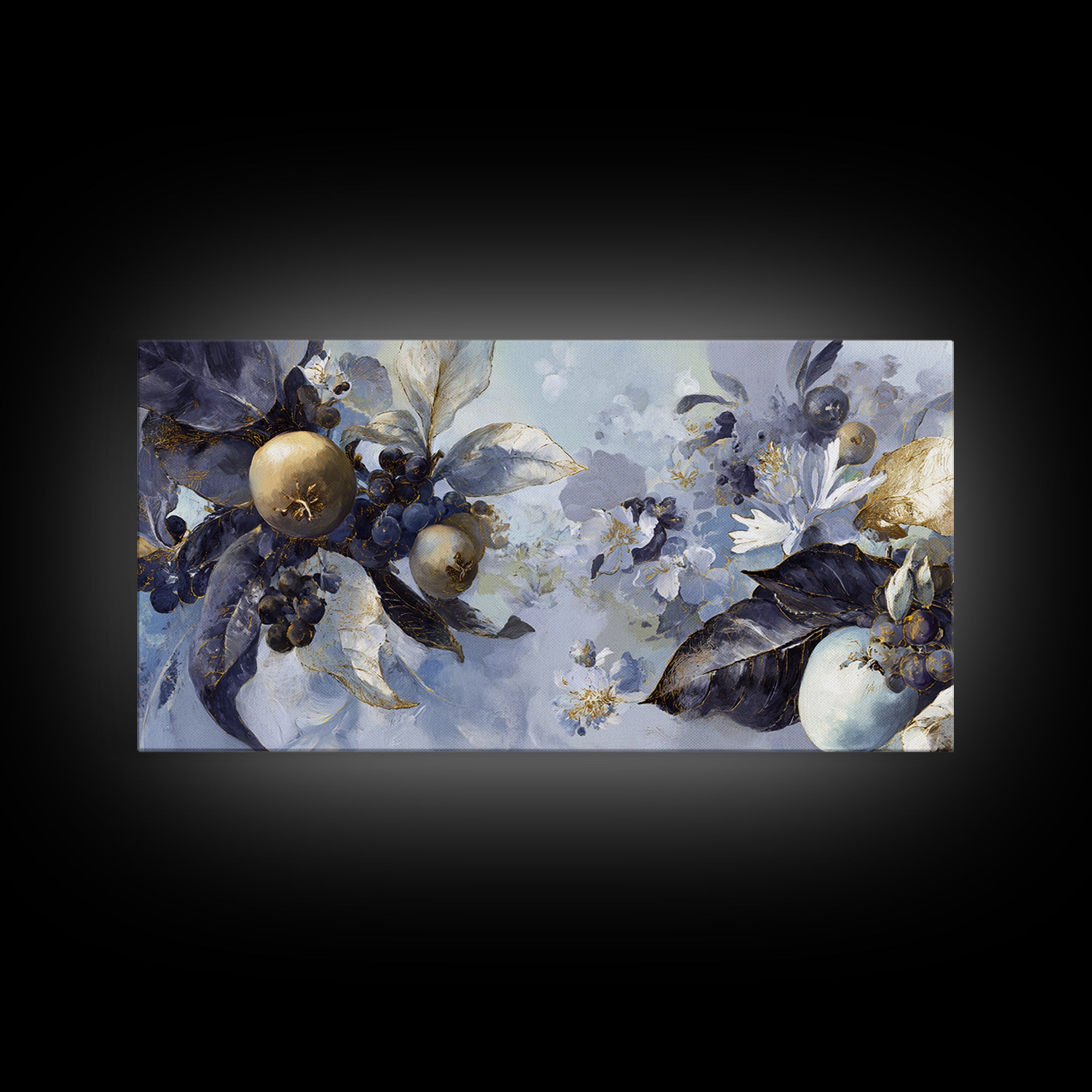 Rococo Fruit Feast Framed Canvas Print, Maximalist Art, Digital Prints, Living Room Decor, Fine Art, Maximal, Abstract Wall Art, MAX-2x1-83