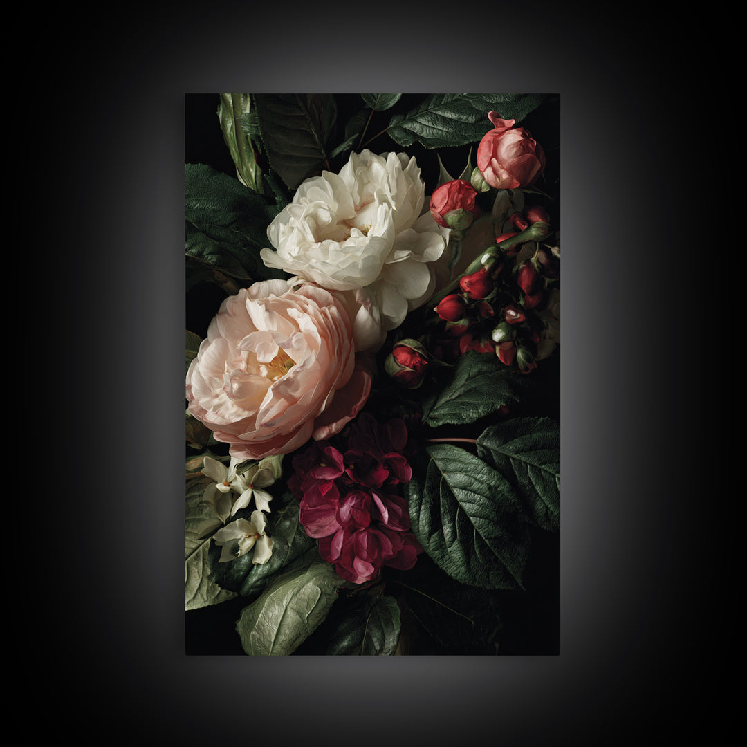 Baroque Roses Mixed Canvas Print, Maximalist Art, Wall Art, Living Room Decor, Abstract Art, Maximal, Printable Art, MAX-2x3-14