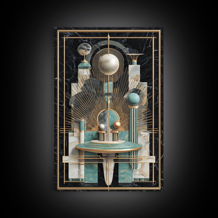 Surreal Room of Floating Objects as Decorative Framed Canvas Print, Maximalist Art, Abstract Art, Living Room Decor, Maximal, MAX-2x3-41