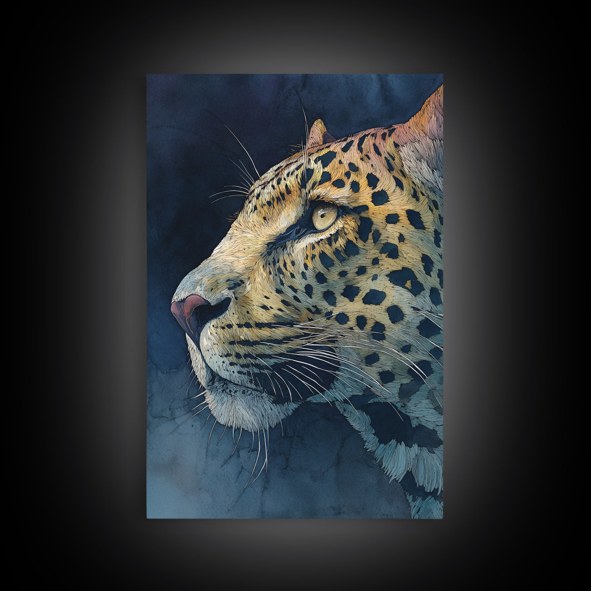 Rainbow Leopard Portrait Framed Canvas Print, Maximalist Art, Boho Wall Art, Living Room Decor, Maximal, Trendy Wall Art, MAX-2x3-68