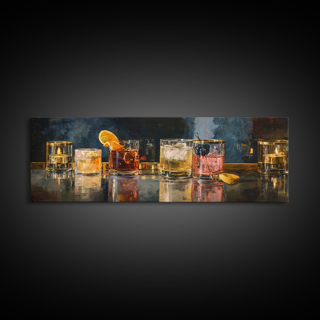 Retro Maximalist Cocktail Still Life Framed Canvas Print, Maximalist Art, Digital Art, Living Room Decor, Fine Art, Maximal, MAX-3x1-10